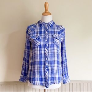 Rails Kendra Gauze Button-Down Plaid Shirt